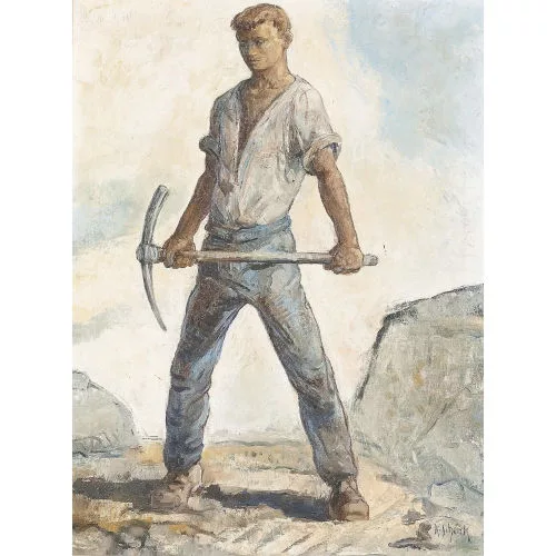 Karl Schenk — Arbeiter mit Spitzhacke.
