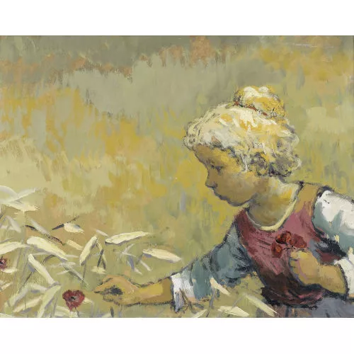 Karl Schenk — Mädchen beim Blumenpflücken.