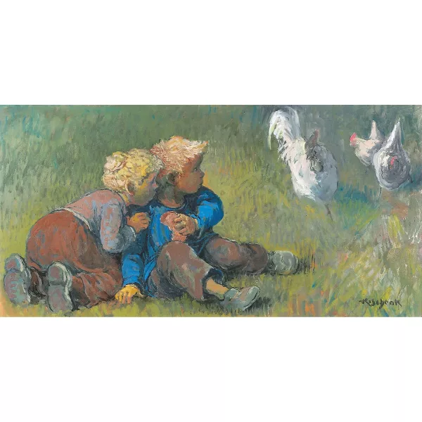 Karl Schenk — Zwei Kinder und Hühner.