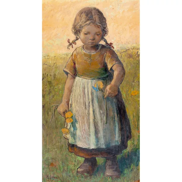 Karl Schenk — Kleines Mädchen mit gelben Blumen.
