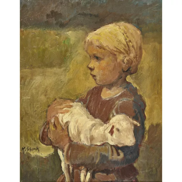 Karl Schenk — Mädchen mit Lamm auf den Armen.