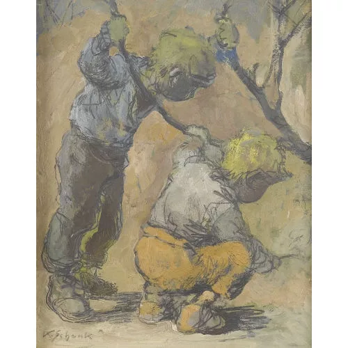 Karl Schenk — Zwei Knaben an einem Baum.