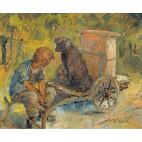 Karl Schenk — Rastender Knabe mit Hund.
