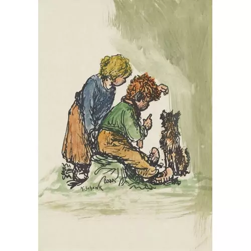 Spielende Kinder mit Hund