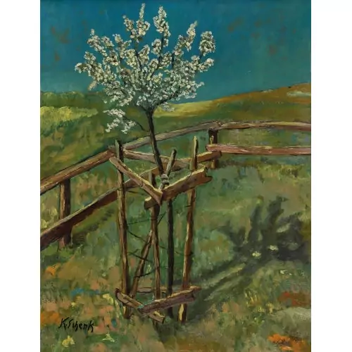 Junger, blühender Obstbaum