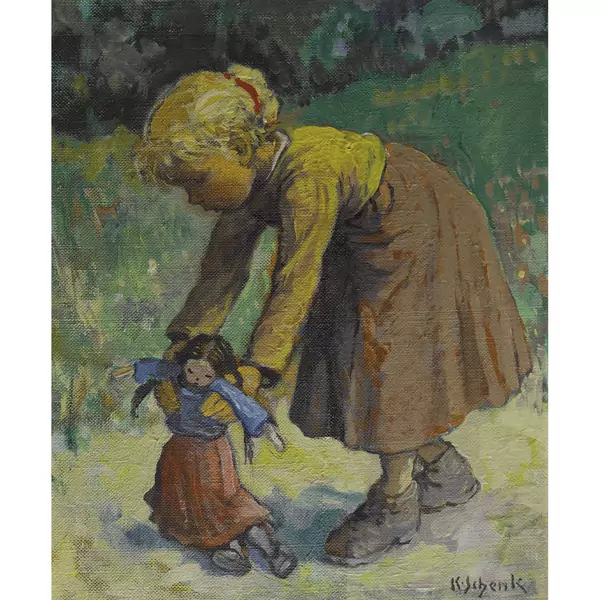 Spielendes Mädchen mit Puppe