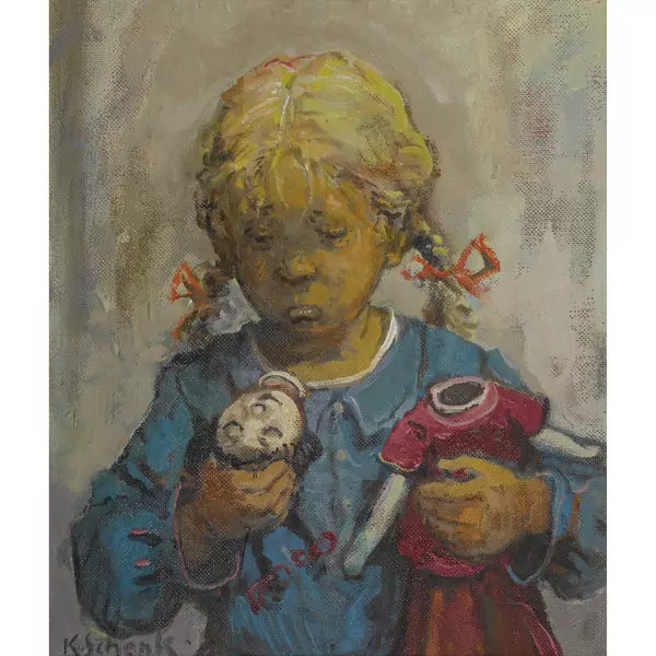 Mädchen mit zerbrochener Puppe