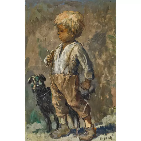 Knabe mit Hund