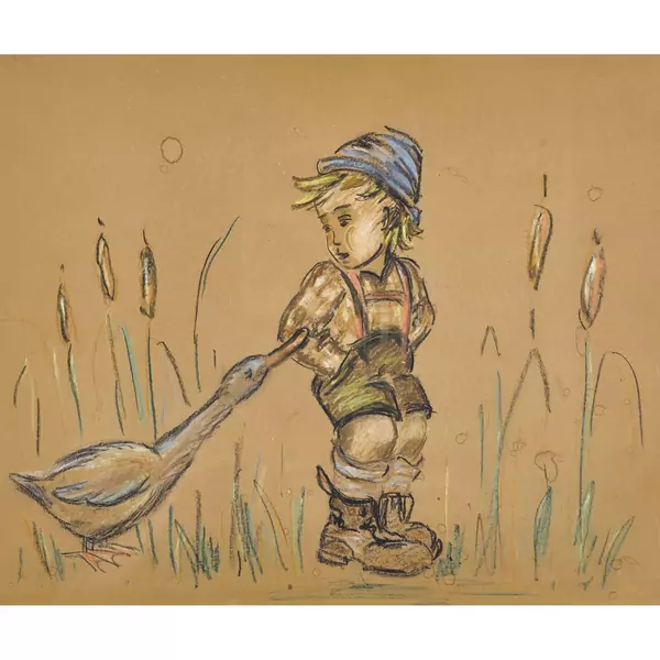 Kleiner Junge mit Ente