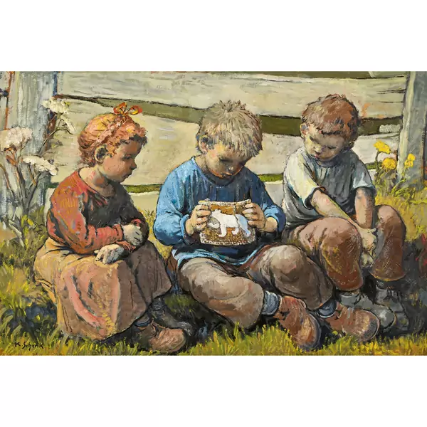 Drei Kinder mit Bärenmutz