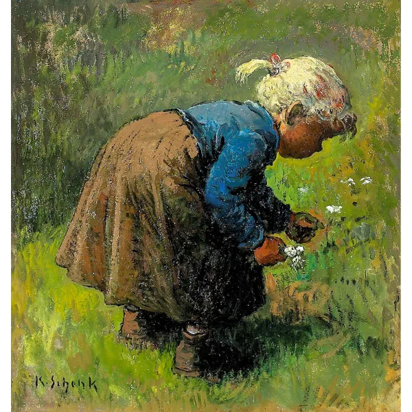 Karl Schenk — Mädchen beim Blumenpflücken.