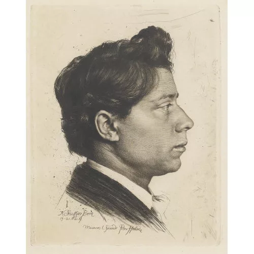 Karl Stauffer-Bern — Bildnis des Peter Halm im Profil nach rechts.