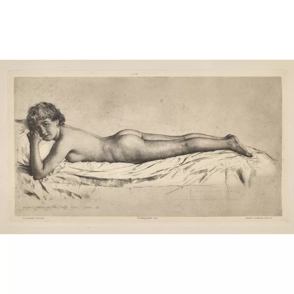 Karl Stauffer-Bern — "Liegender weiblicher Akt".