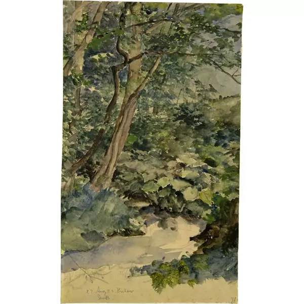 Karl Stauffer-Bern — Am Bachufer bei Bukow (Berlin) — Galerie Kornfeld