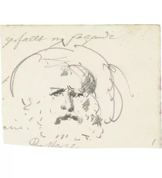 Karl Stauffer-Bern — Kleine Kopfstudie, bärtiger Mann — Galerie Kornfeld
