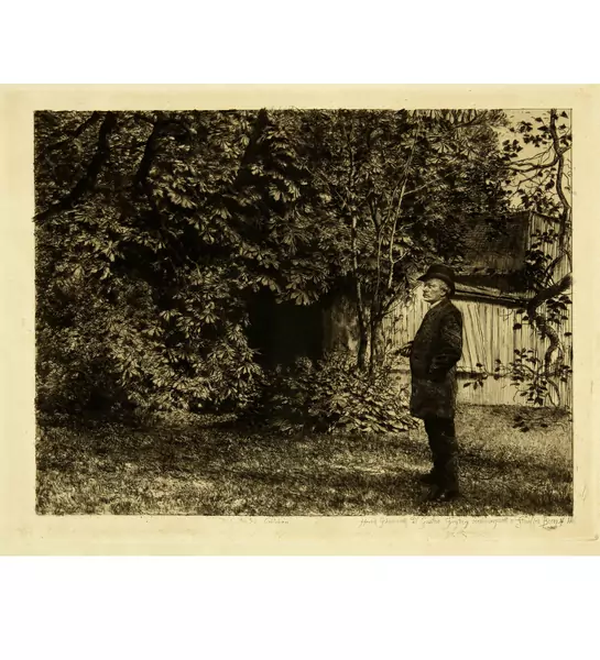 Karl Stauffer-Bern — Gustav Freytag in seinem Garten — Galerie Kornfeld