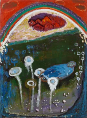 Karl Uelliger — Regenbogen über dem Dorf mit Sommerschläfer, 1975