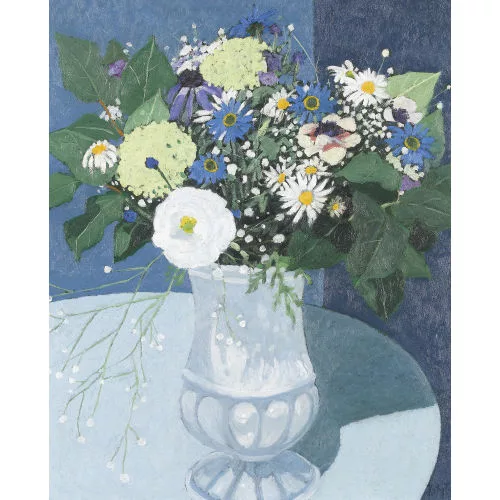 Kathy Thys — Stillleben mit Wiesenblumen in einer Vase.