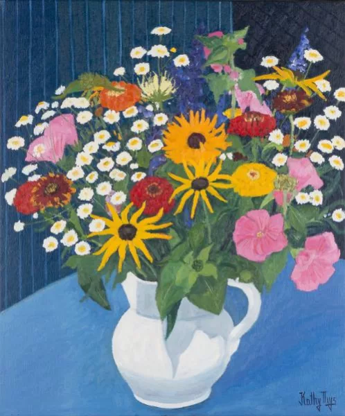 Kathy Thys — Kathy THYS (né en 1936) "Nature morte aux fleurs".