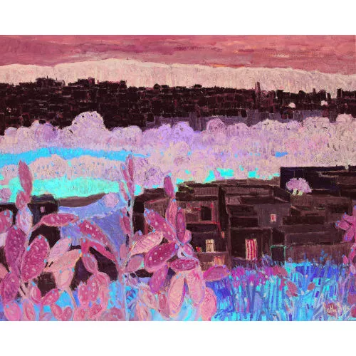 Kathy Thys — Griechische Stadt in grüner Landschaft.