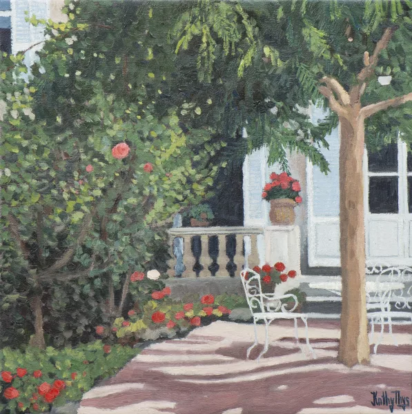 Kathy Thys — Kathy THYS (1936), "Terrasse de printemps", huile