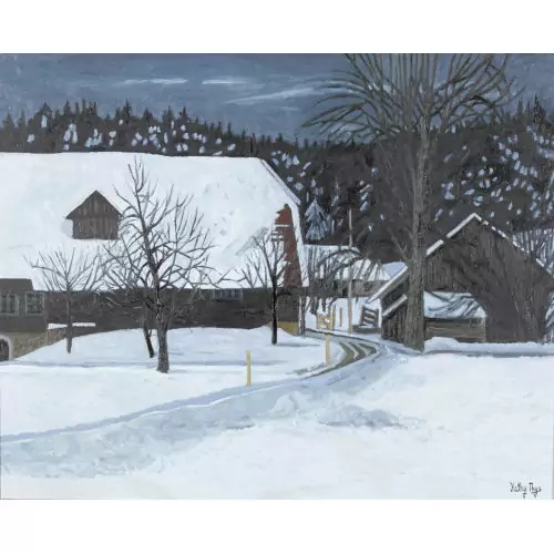 Winternacht mit Bauernhäusern