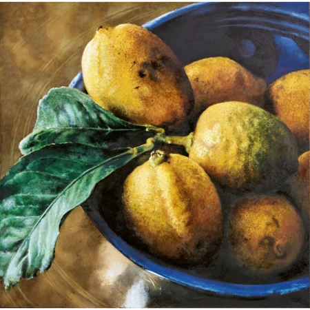 "Citrons dans le plat Bleu"