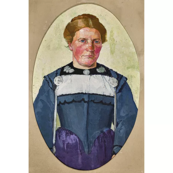 Klara Borter — Bildnis einer Bernerin in blauer Tracht.