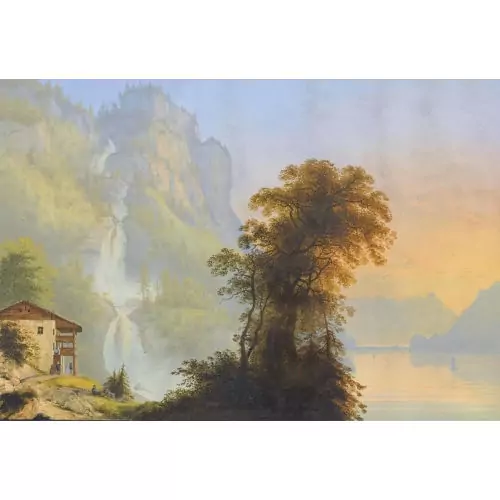 Abendliche Stimmung am Brienzersee mit Giessbachfällen