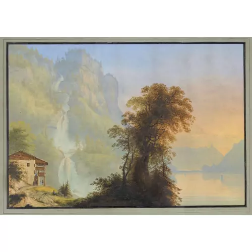 Abendliche Stimmung am Brienzersee mit Giessbachfällen