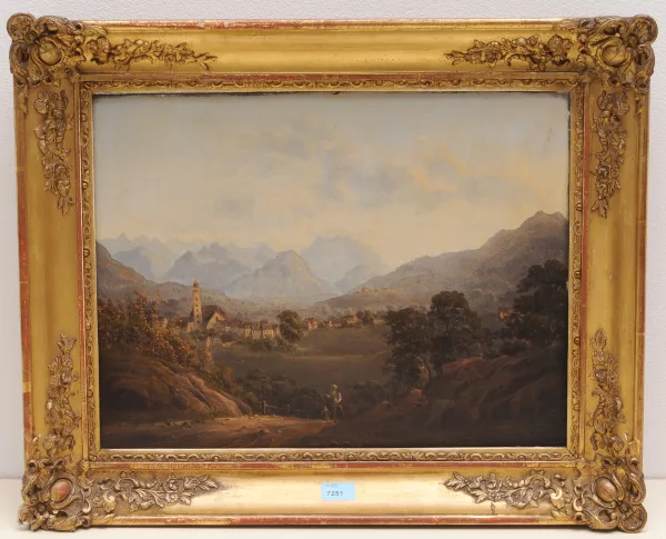 Konrad Usteri-Wegmann — Blick von der Höhe des Schlosses Werdenberg gegen Buchs(?), 1852