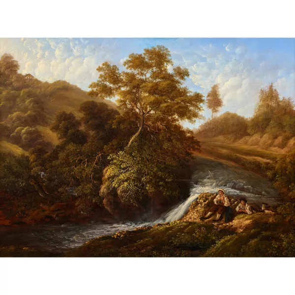 Konrad Usteri-Wegmann — Zwei Angler am Bach.