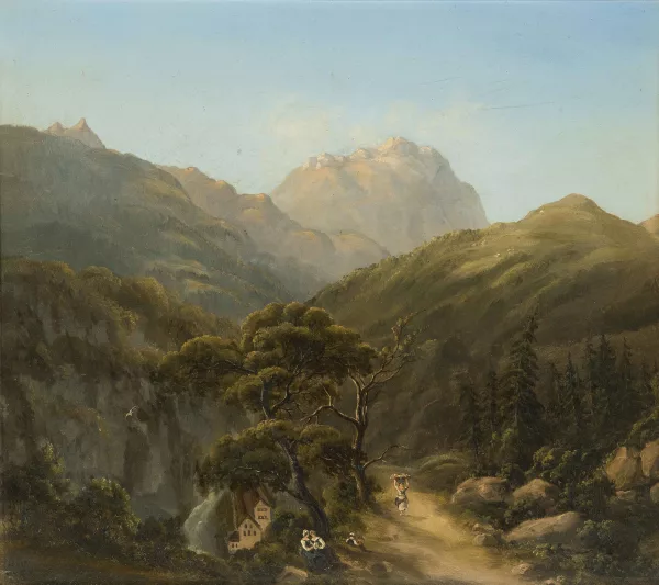 Konrad Usteri-Wegmann — Blick ins Taminatal mit Bad Pfäfers, 1858