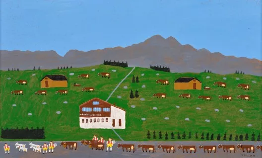 Konrad Zülle — Alpfahrt vor Wirtshaus Leimensteig, 1987