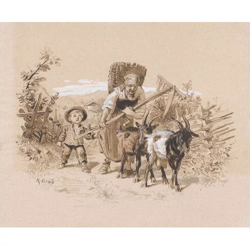 Konrad Grob — Bäuerin mit Knabe und Ziegen.