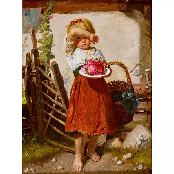 Bauernmädchen mit Rosen