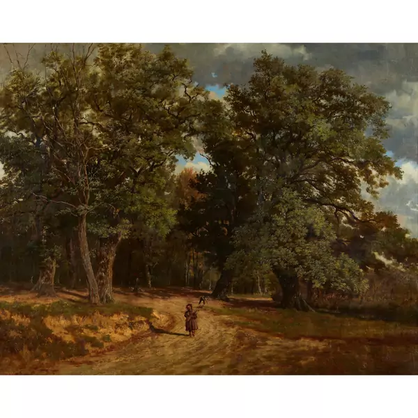 Waldweg mit Reisigsammlern