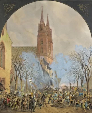 Konstantin Guise — Der Bildersturm am Basler Münster 1529, 1850