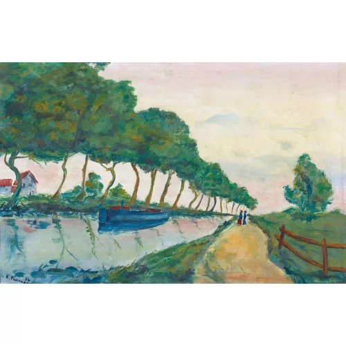 Kurt Fahrner — Flusspartie mit Staffage.