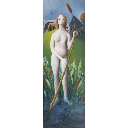 Kurt Fahrner — Uferlandschaft mit stehendem weiblichem Akt.