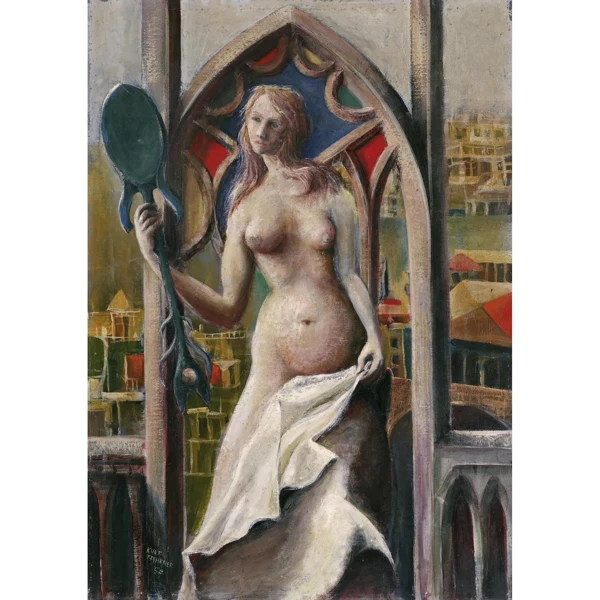 Kurt Fahrner — WEIBLICHER AKT SICH IM SPIEGEL BETRACHTEND, 1959 FEMALE NUDE WATCHING HERSELF IN A MIRROR, 1959