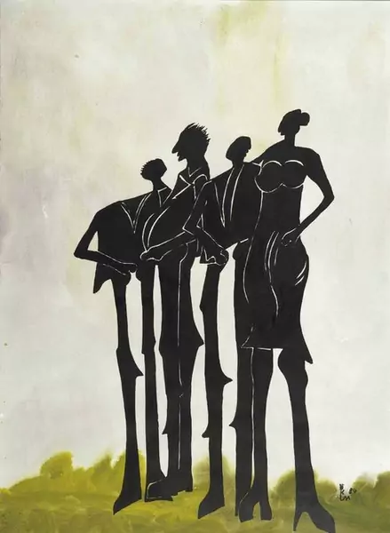 KURT LAURENZ METZLER — Vier Figuren in schwarz auf grüner Wiese. 1984. — Koller Auktionen