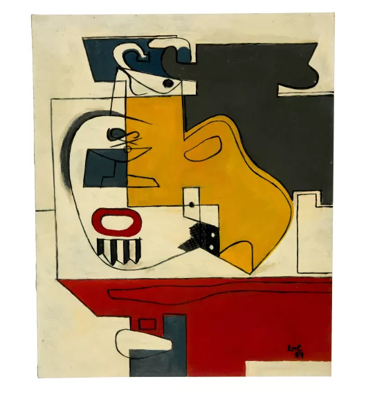 Le Corbusier — Nature morte au verre cannelé, carafes et dominos