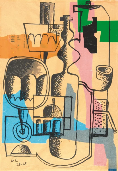 Le Corbusier — Nature morte bouteille et verres, 1928-65