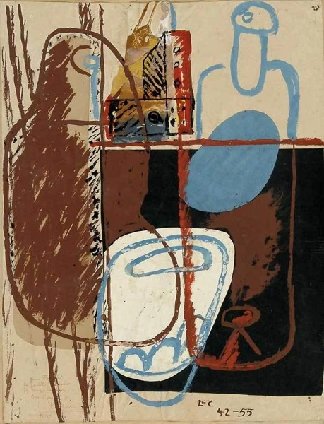 Le Corbusier — Nature morte, bouteilles, verres et carafes, 1942-55