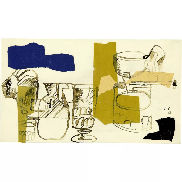 Le Corbusier — Composition avec grand verre à côtés, verres, carafe et tasse