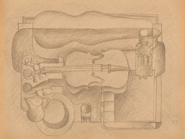 Le Corbusier — Dessin d'étude pour violon et boîte à violon, 1920