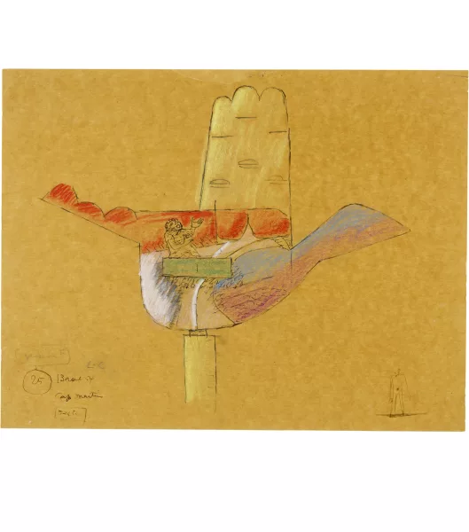Le Corbusier — Étude de la main ouverte avec personnage dans sa paume