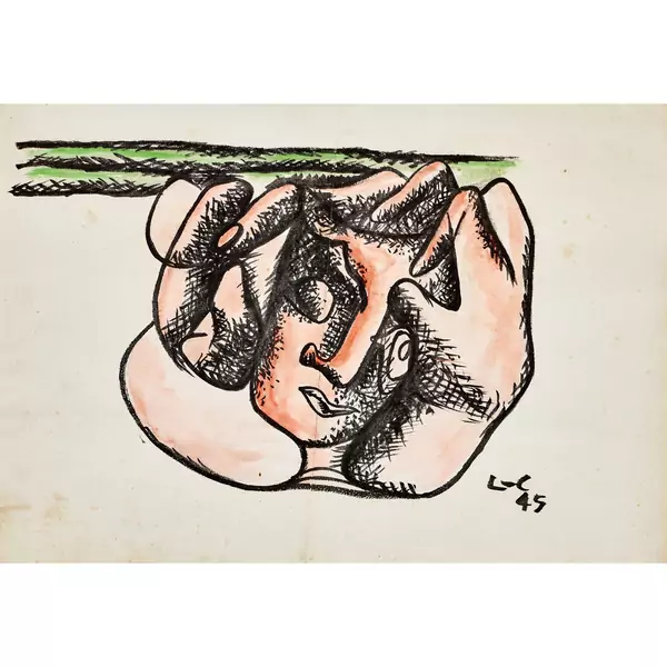 "Tête entre deux mains"