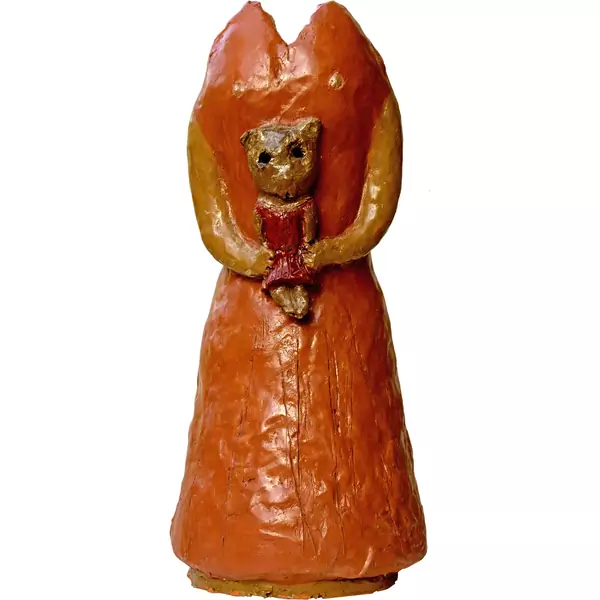 Leiko Ikemura — Rotes Kleid mit Miko in rotem Kleid — Galerie Kornfeld